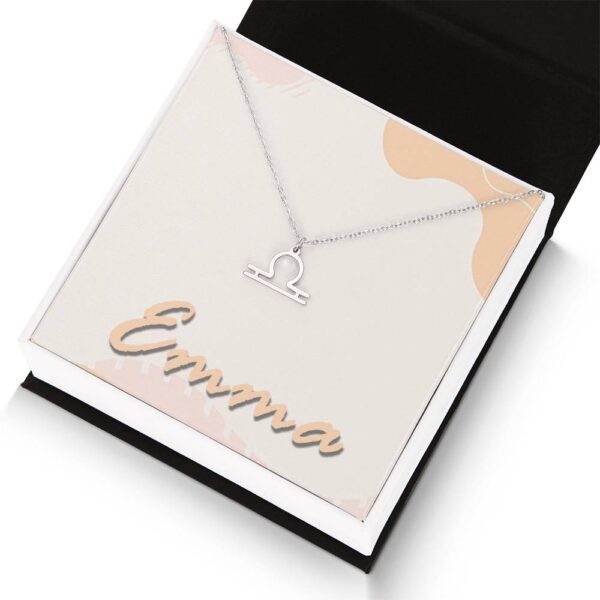 Personalize Name Card, Libra Zodiac Necklace, Astrology Jewelry, Zodiac Gift - Image 3